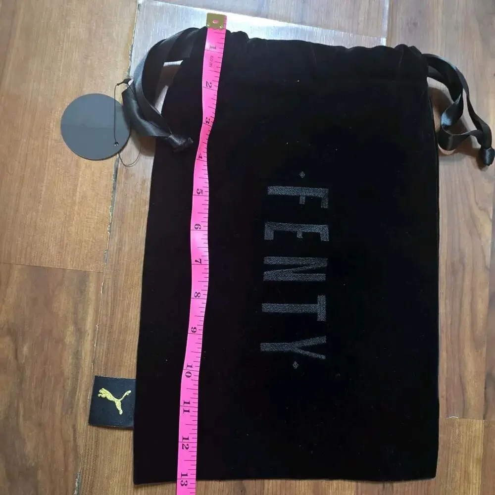 Fenty Puma Shoe Dust Bag Black Velvet Satin Drawstring Embroidered New with tag
